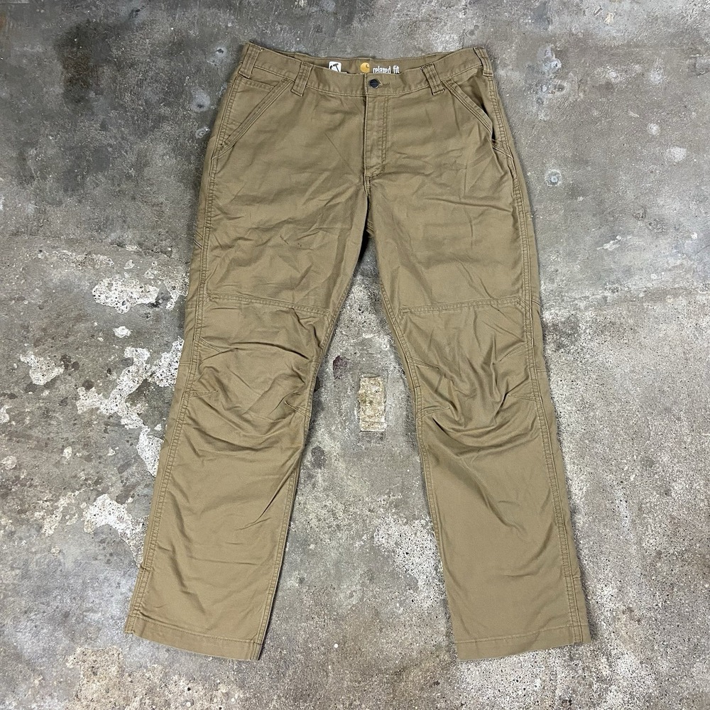 Carhartt Canvas Pants Size 36x32 Tan Full Swing Relaxed Fit Straight Work Wear